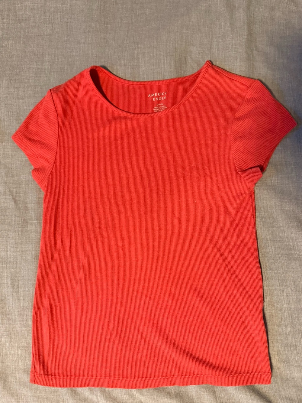 American Eagle Outfitters Coral Ribbed Short Sleeve Tee